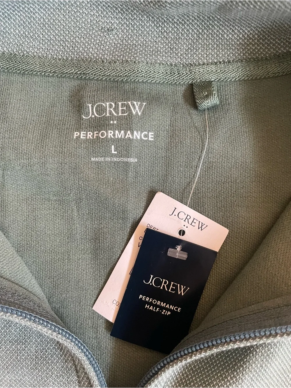 J. CREW FACTORY Performance bird's-eye quarter-zip in Heather Green Size L $110